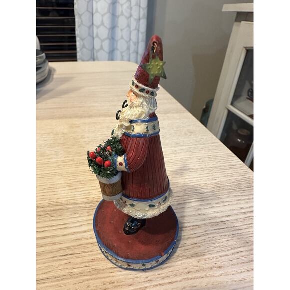 Folk Art Santa Wobbler Figurine Red Coat Christmas Decor 2010s Midwest Style - Picture 2 of 5